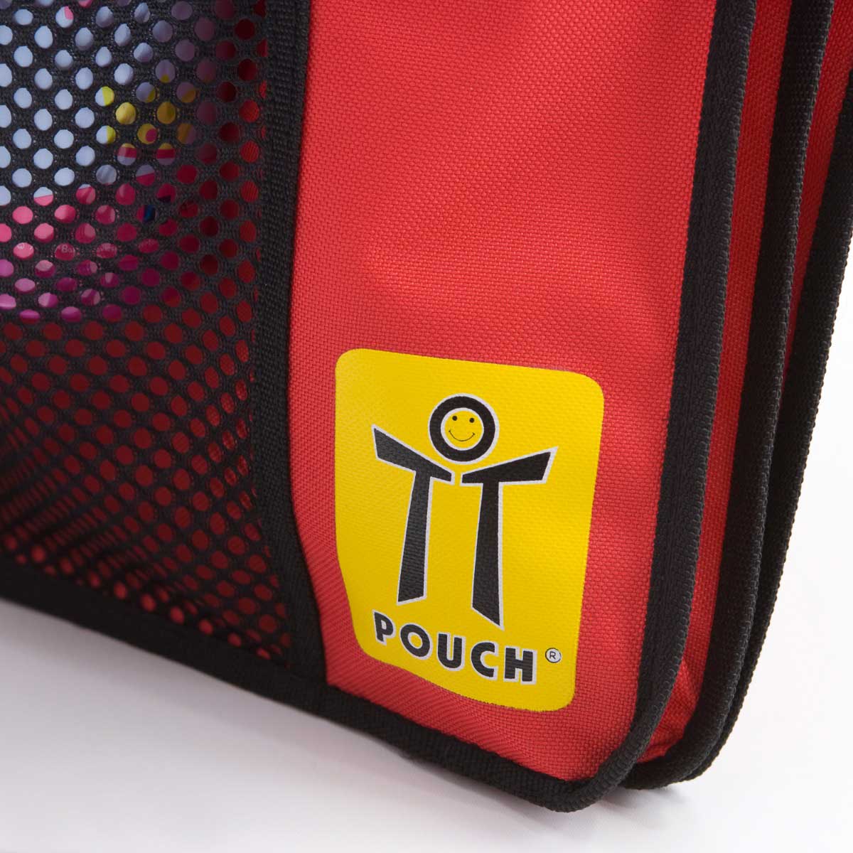 Red chair bag with yellow OTT Pouch logo