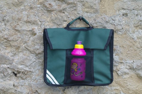 OTT Book Bag front with bottle in pocket